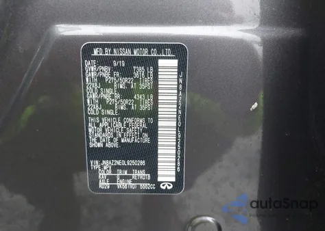 2020 Infiniti Qx80 Limited Awd z USA, uszkodzony, nr VIN JN8AZ2NE0L9250286